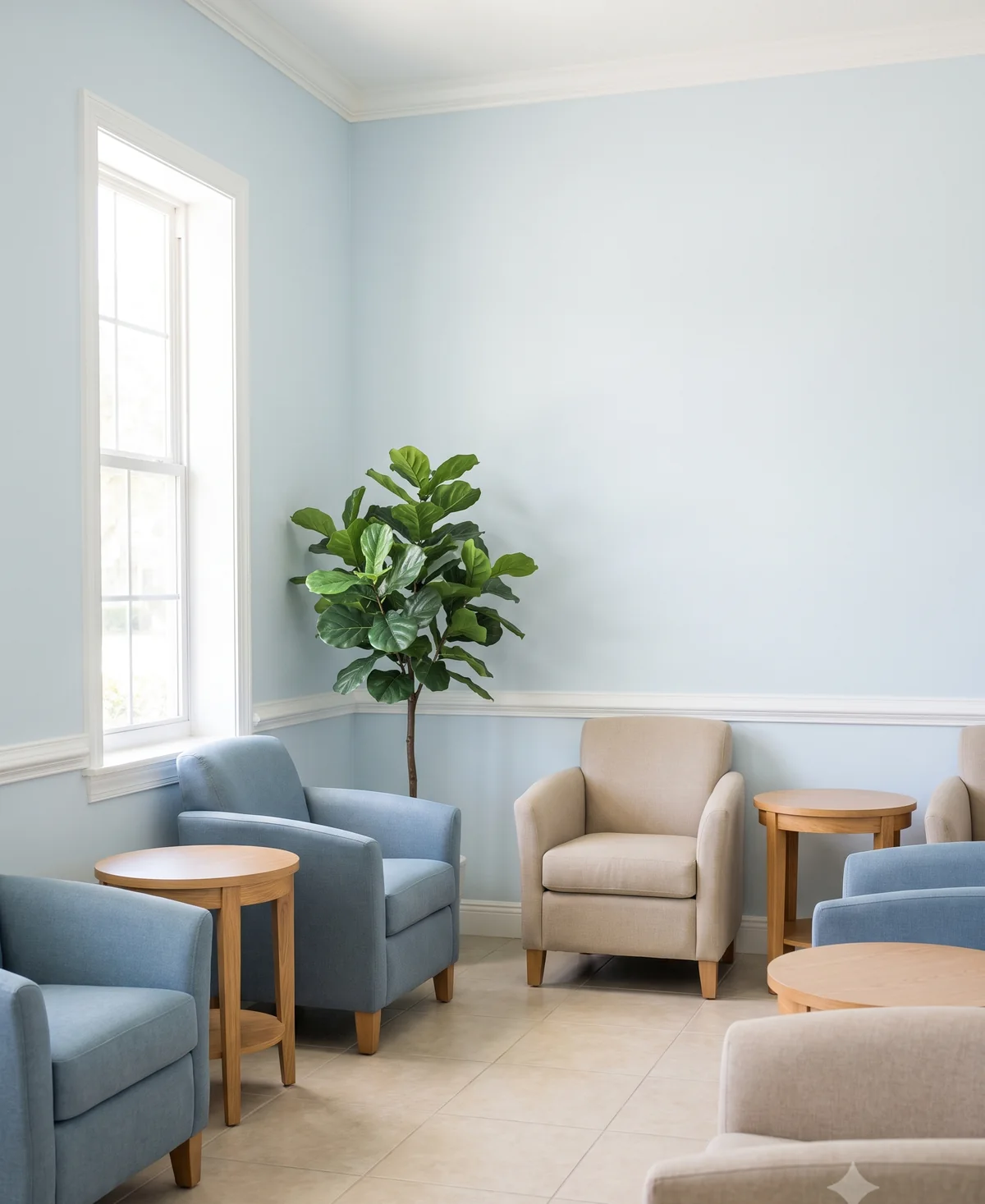 The calm, welcoming waiting area at Still Waters Family Healthcare